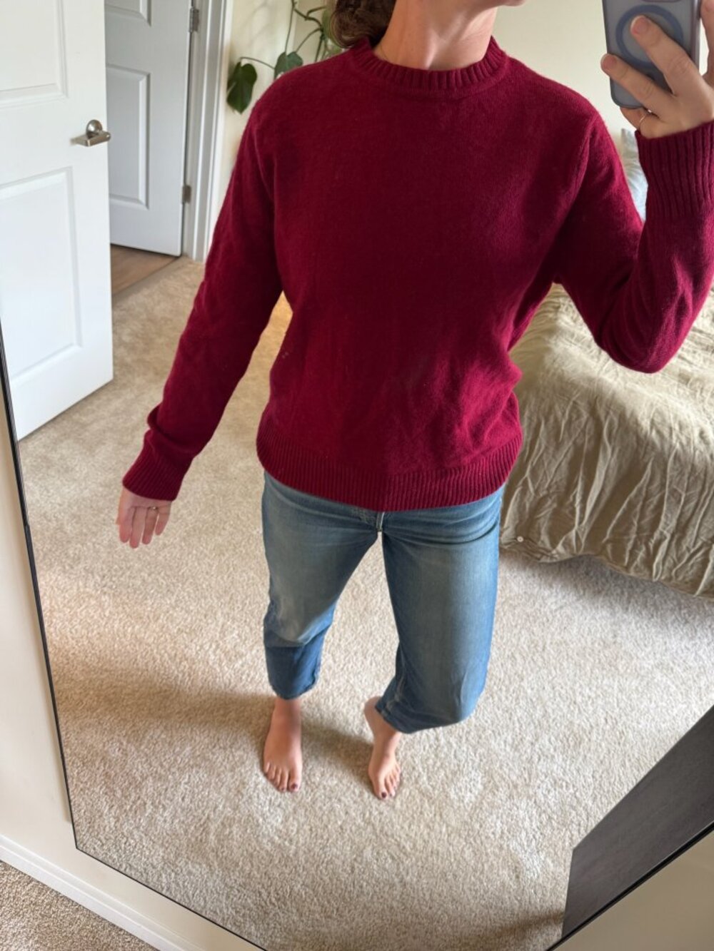 J. Crew Rugged Merino Wool Blend Raspberry Sweater Size Large